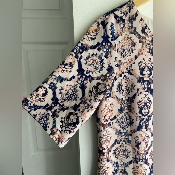 ANTONIO MELANI New Blush Pink Blue Print Sheath Dress With Sleeves Size 10 NWOT - Picture 8 of 13